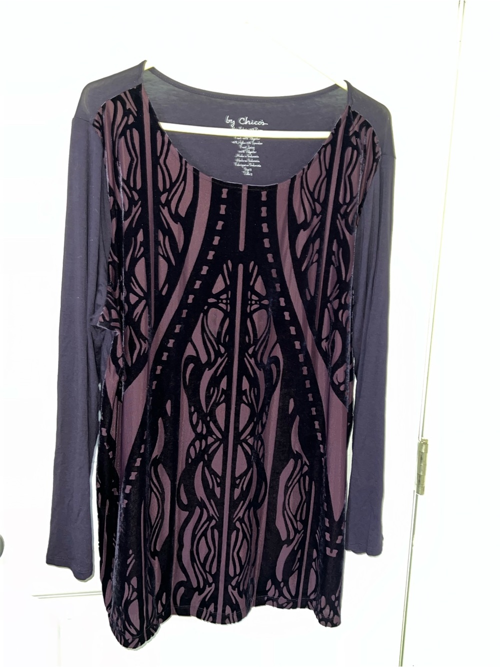 Chico’s Purple Patterned Long Sleeve Top
